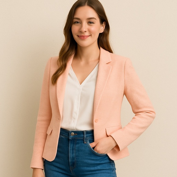 Calvin Klein Pink Tweed Tailored Blazer - Picture 2 of 9